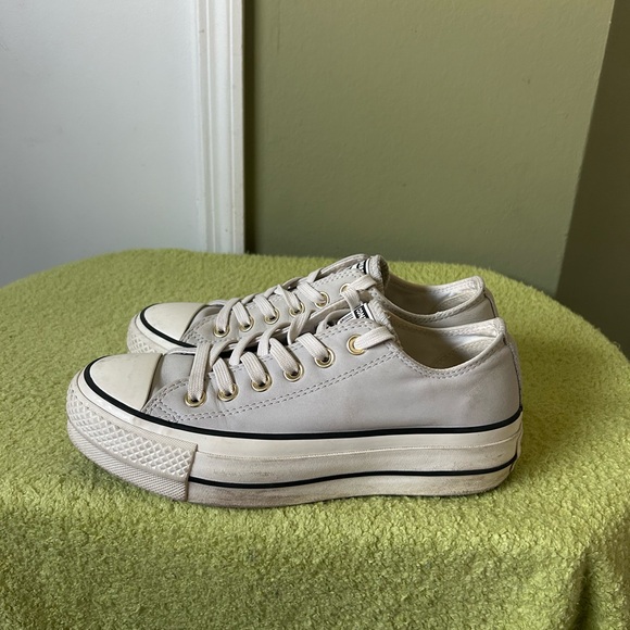 Converse Platform Pale Grey Leather Low Top Women’s Sneakers Sz 6.5 - Picture 8 of 14